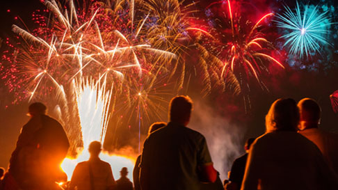 crowd watching fireworks
